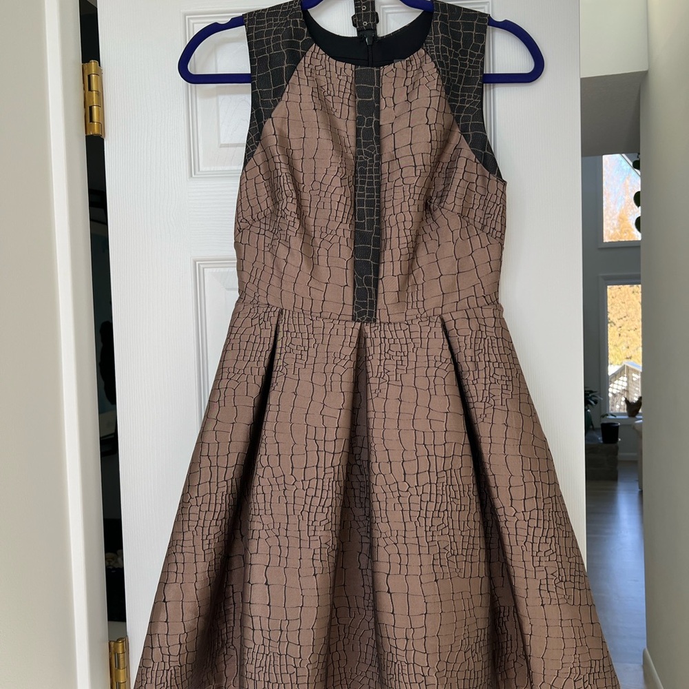 Eva Franco Brown and Black Textured Dress